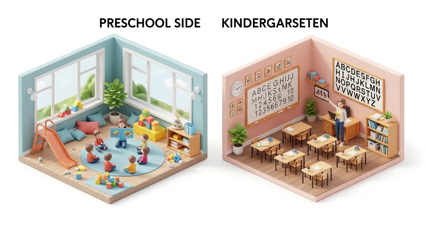 difference between kindergarten and preschool